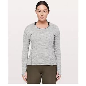 LULULEMON ATHLETICA | SWEAT EMBRACE LONG SLEEVE SHIRT | SPACE DYE GREY | SZ 8